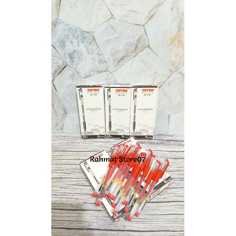 

Pulpen Joyko/Pulpen Gel Pen Joyko JK-100 0.5mm Tinta Merah Isi 12 pcs
