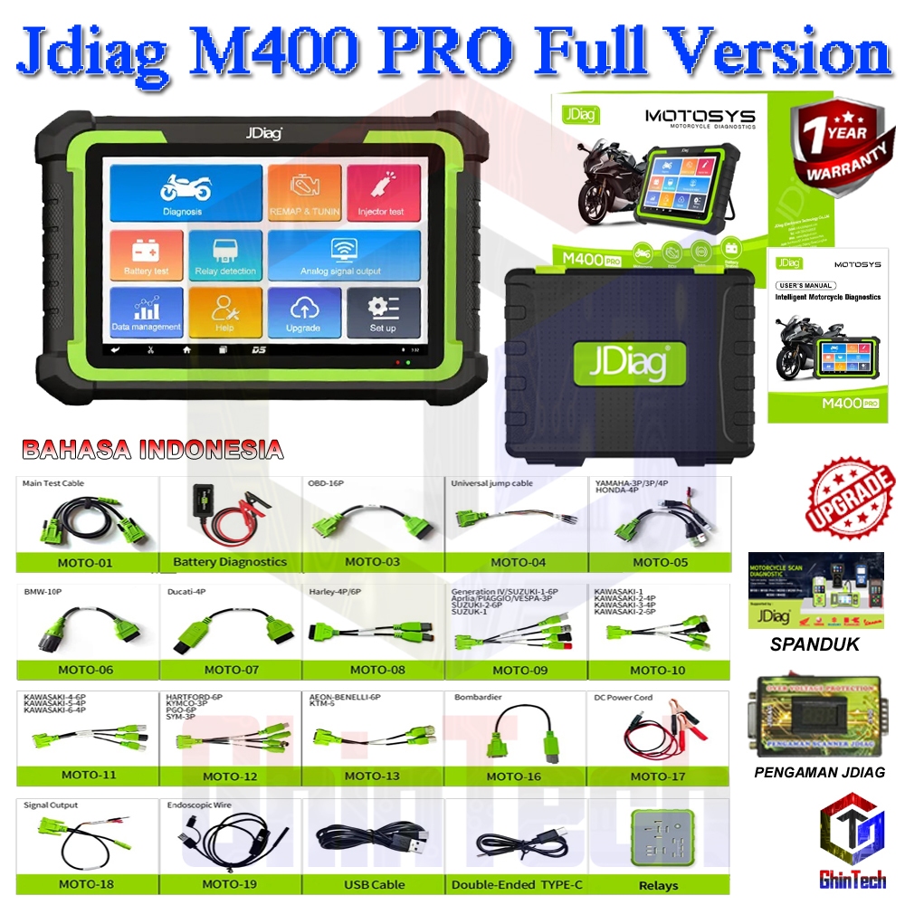 Original JDiag MOTOSYS M400 Pro Universal Motorcycle Scanner 8.0 inch Tablet Scanner Android System 
