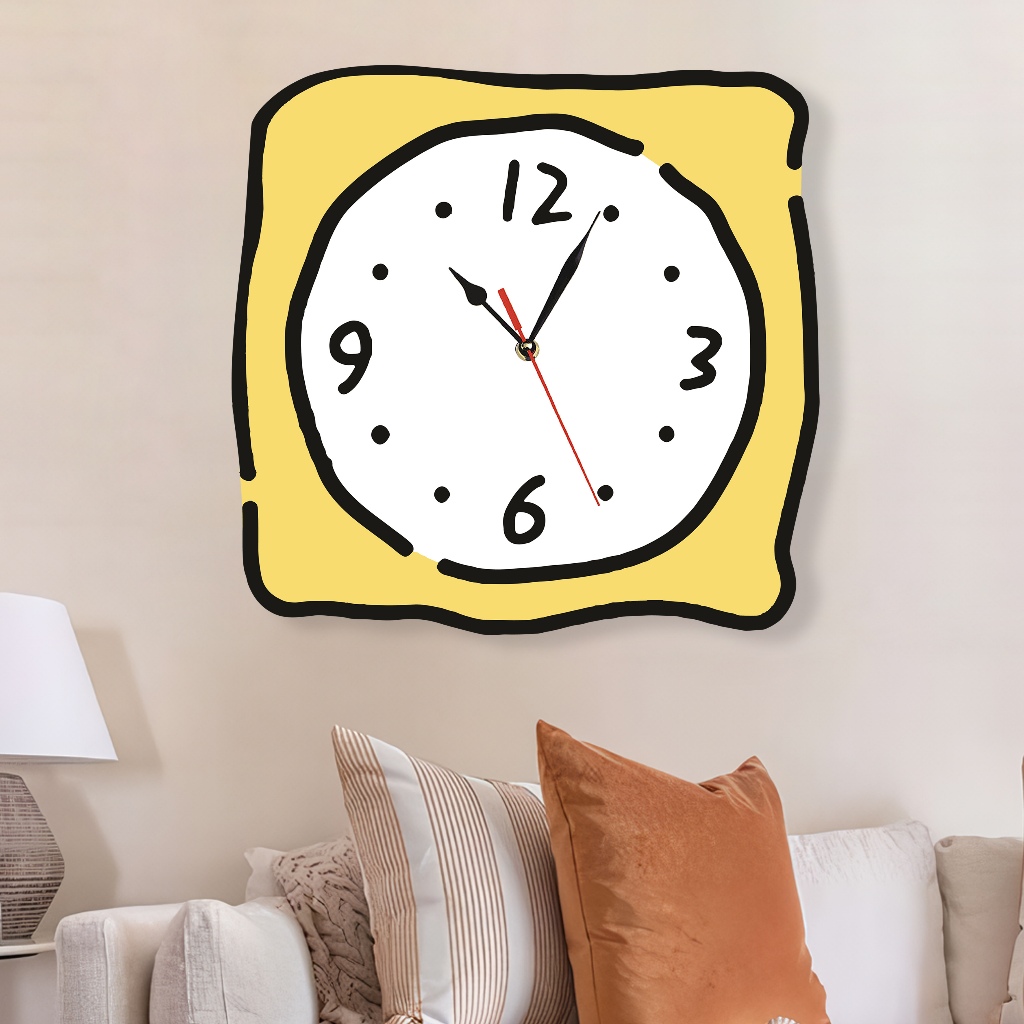 JAM DINDING UNIK DOODLE LUCU ESTETIK HIASAN DEKORASI RUANGAN DENGAN MESIN DETAK NORMAL