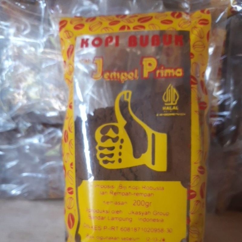 

kopi bubuk robusta lampung cap jempol prima.