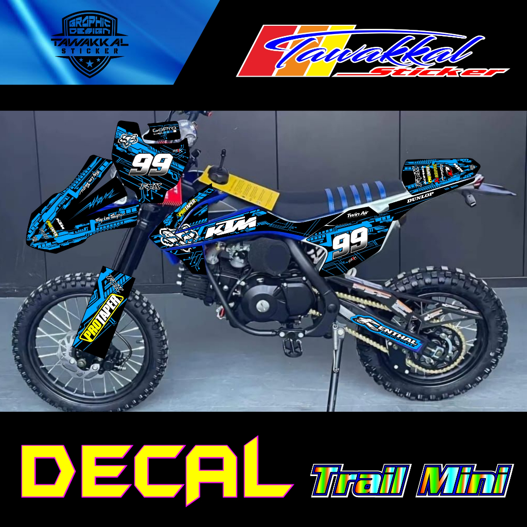 Motif Terbaru Stiker Decal Sticker Motor Trail Mini SK PRO 110cc Full Body Desain Techno