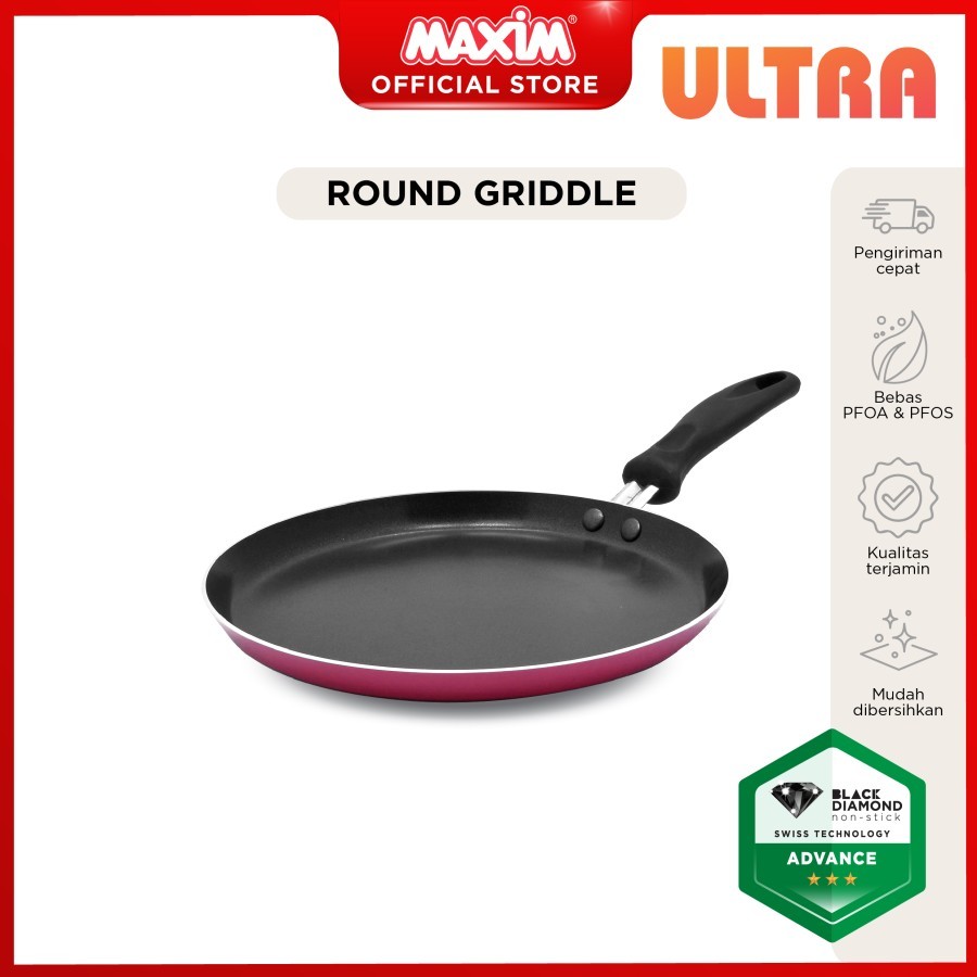 Maxim Ultra Pink Wajan Teflon Anti Lengket 25cm Round Griddle Pan