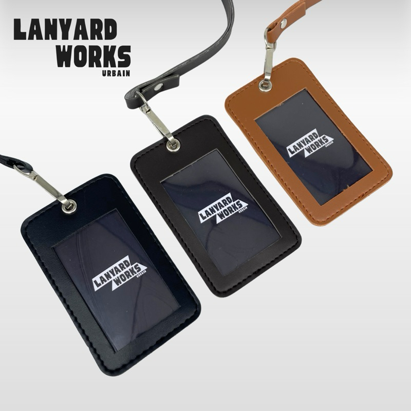 

Lanyardworks V3 – Gantungan Kartu ID Kulit / ID Cardholder Modern / Name Tag Pria & Wanita