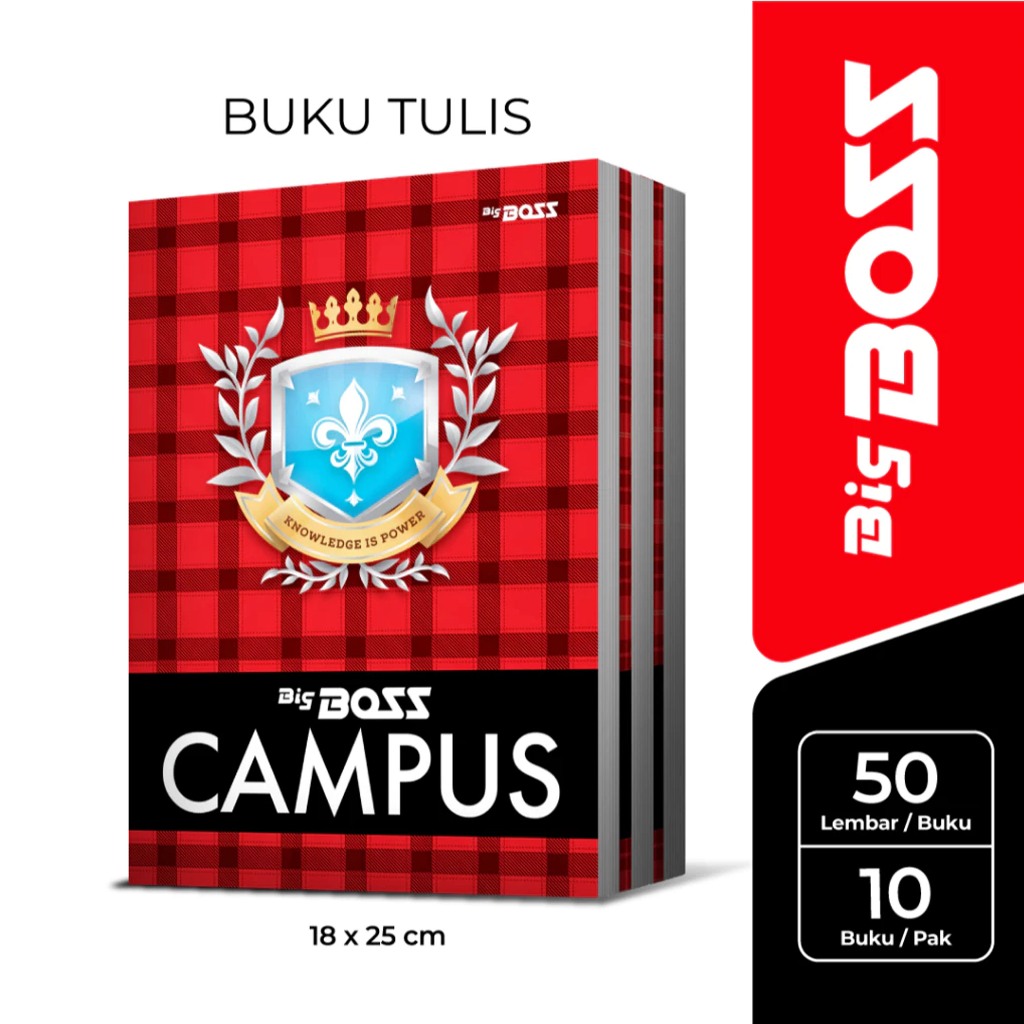 

Buku Tulis Big Boss Campus 50 Lembar - BBO EB 50 CAM / Buku 50 Lembar - 1 Pack (10 Buku)