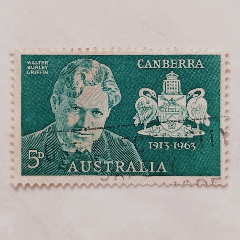 

(AA) Perangko Australia 1963 50th Anniversary of Canberra 5 penny Used