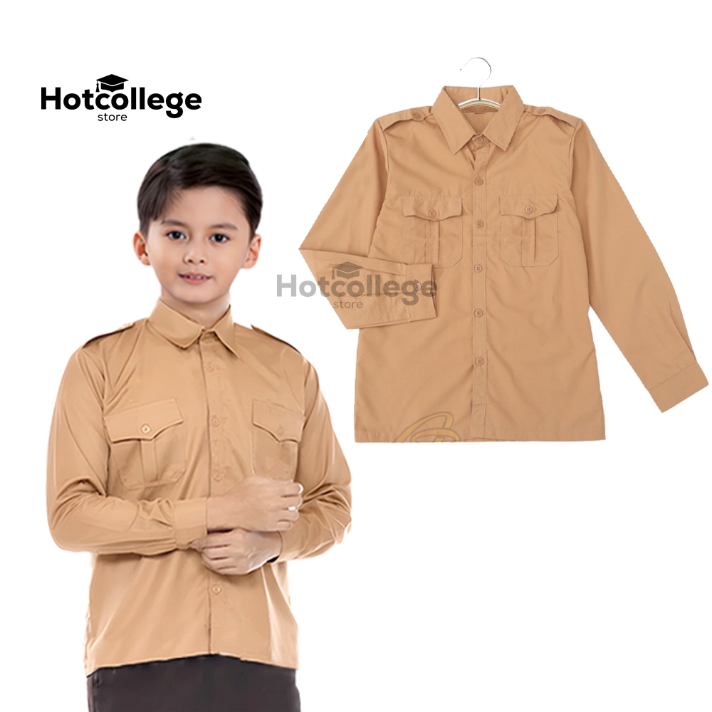 HotCollege Baju Pramuka Penggalang SMP Lengan Panjang Pria Baju Seragam Sekolah Terlaris