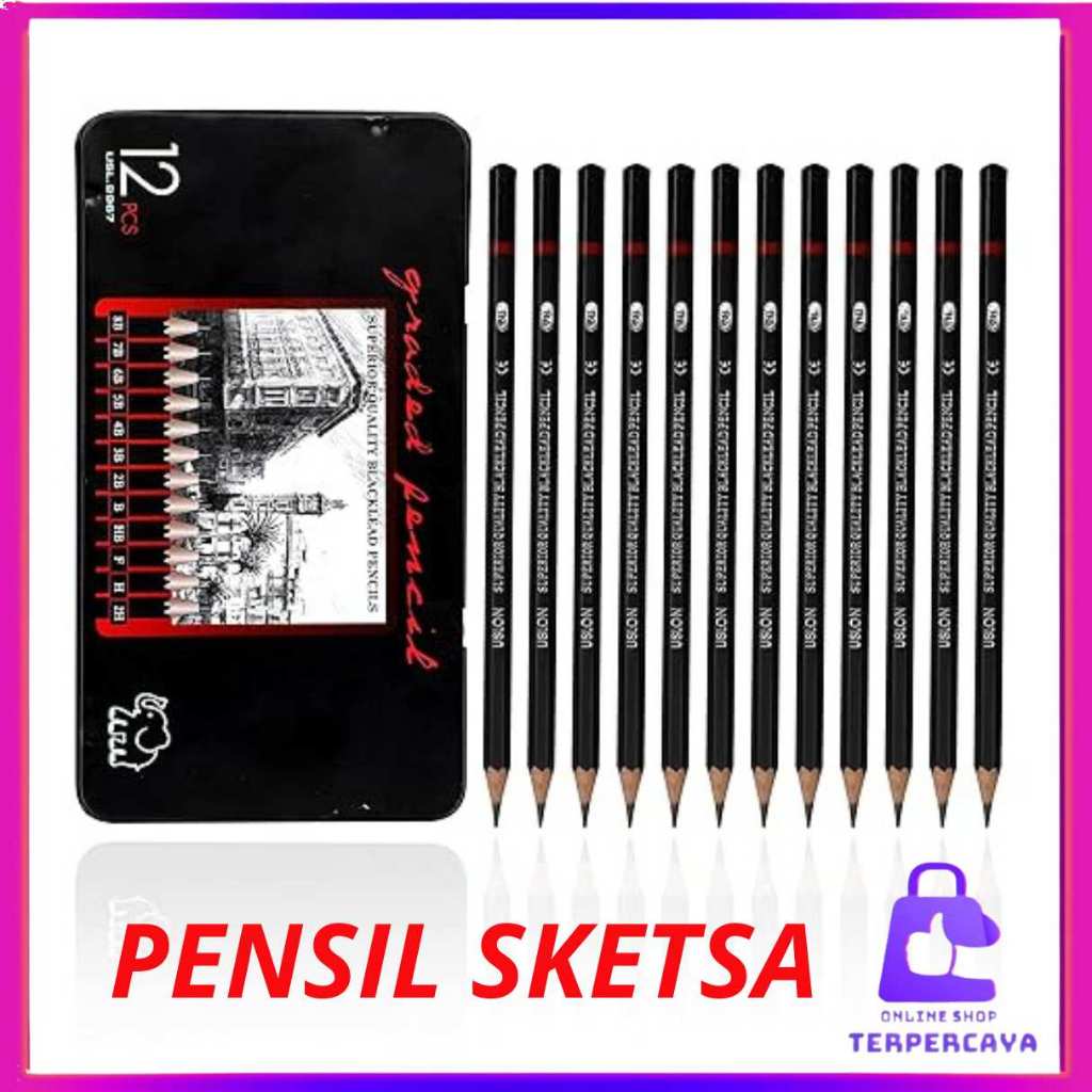 

OST 12 pcs Pensil Gambar Sketsa Set Lengkap 2H H F B HB 2B 3B 4B 5B 6B 7B 8B Charcoal Pencils Set Perlengkapan Lukis