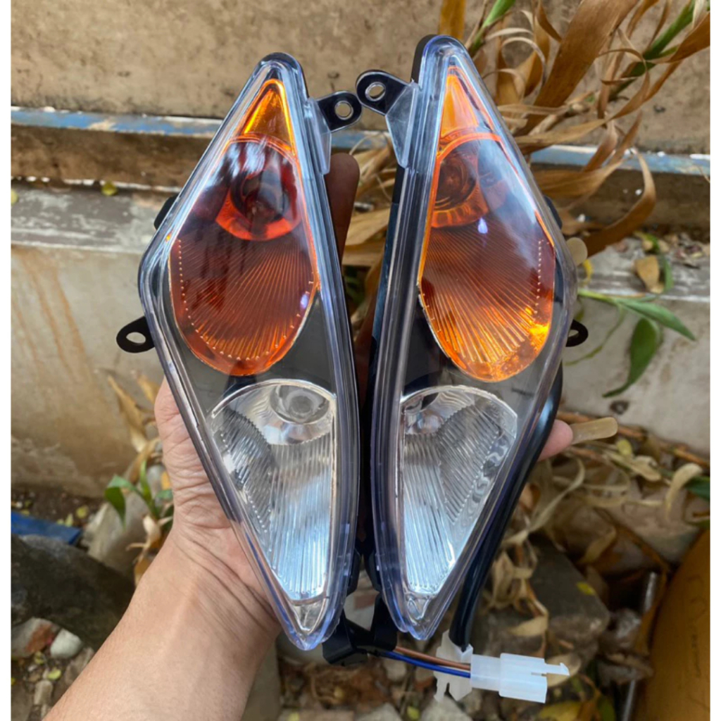 Reflektor Lampu Sen Sein Mio Sporty Mio Mx Smoke Hitam Model Mx 2 Mata Plus Soket Lampu Sen Depan Mi