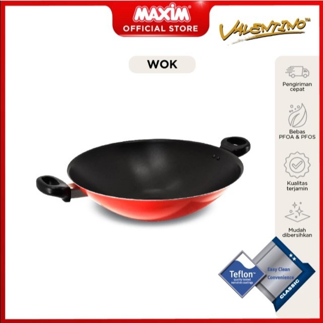 MAXIM VALENTINO 30-36 CM / WAJAN MAXIM / PENGGORENGAN MAXIM ANTI LENGKET / WOK VALENTINO MAXIM
