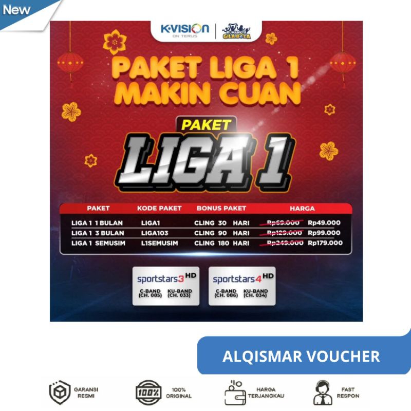TV VOUCHER Paket Liga 1 Liga Indonesia K-Vision 1Bulan 3Bulan 1 Musim Bisa Semua Jenis K-VISION NEW
