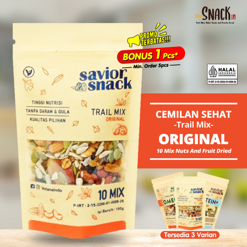 

Makanan Sehat Trail Mix Savior Snack Original Cemilan Enak dan Murah Mix Nut Seed and Fruit Dried
