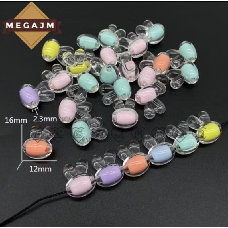 ( 50pcs ) Manik Manik Kristal Mote Bunga Love Manik Candy Lucu Import