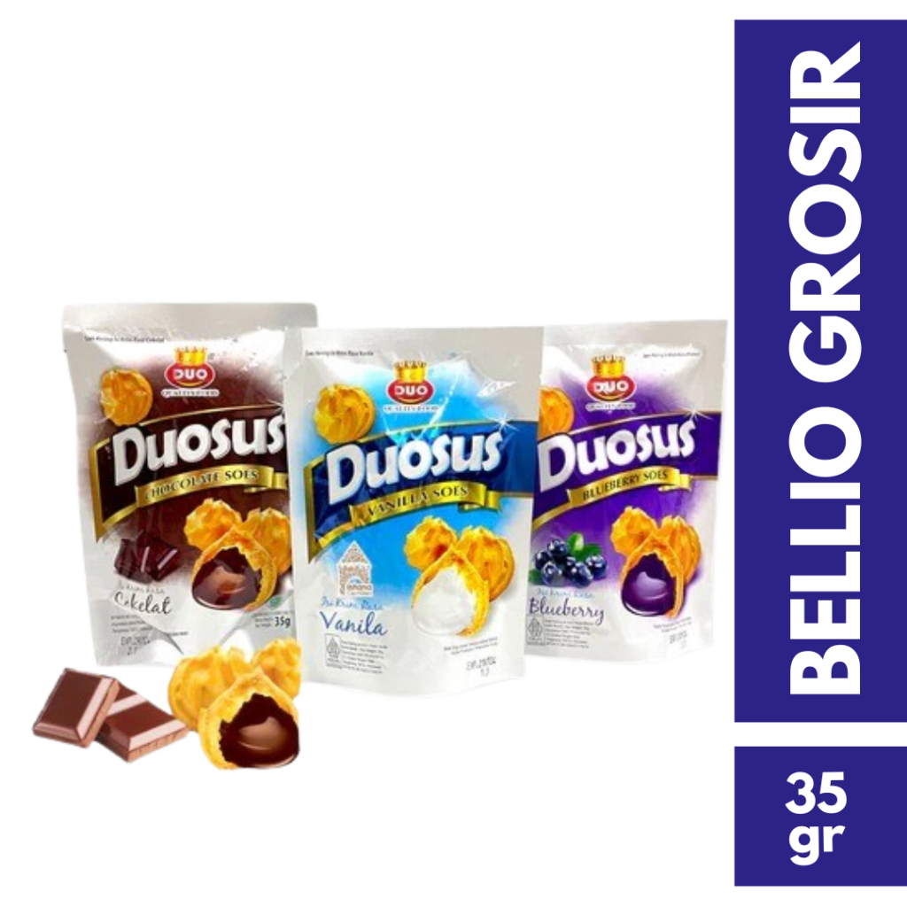 

Duosus Kue Soes Kering Cokelat / Blueberry / Vanilla 35 Gram