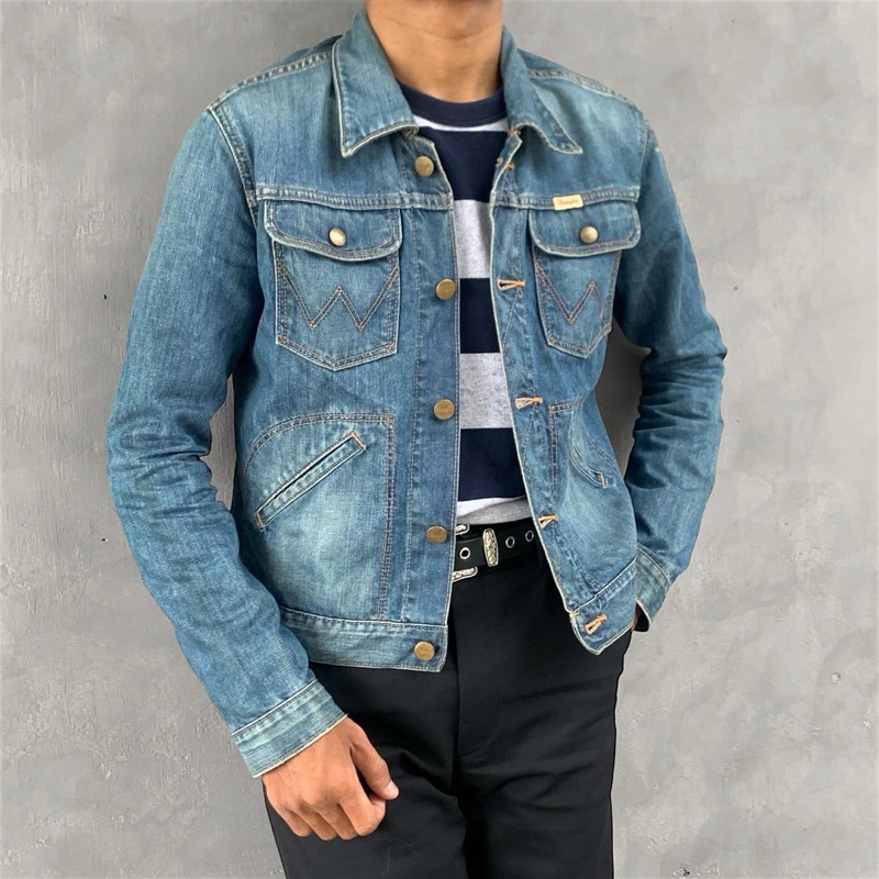 Vtg Wrangler Trucker Denim Jacket Blue