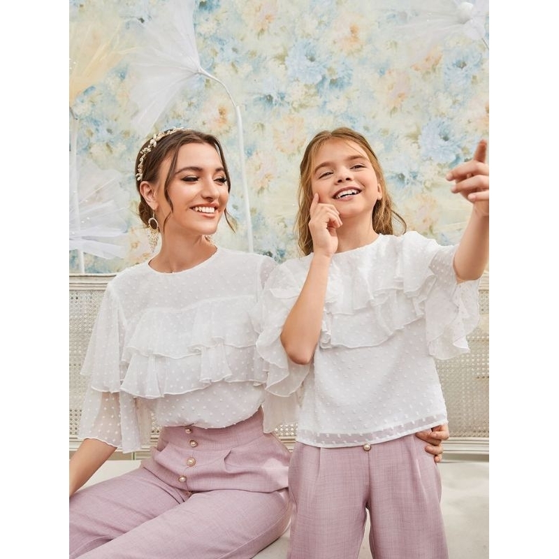 Setelan Ibu dan Anak - Blouse Ruffle Polkadot &