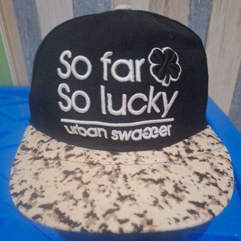 SO FAR SO LUCKY by URBAN SWAGGER-THEMATIC RARE VINTAGE SNAPBACK