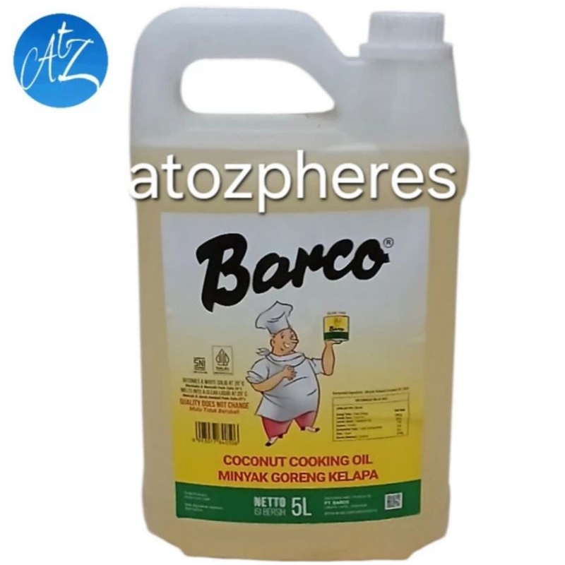 

Minyak goreng kelapa halal MUI Barco Coconut Cooking Oil jerigen jeriken jerrican jerrycan jerri jerry can 5000ml 5L