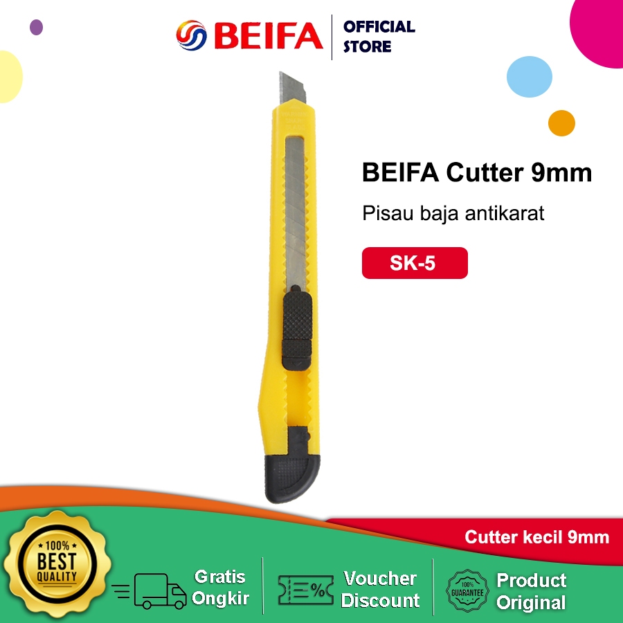 

Beifa Cutter / Pisau Pemotong Auto-lock System Pisau Tajam 9mm FR113
