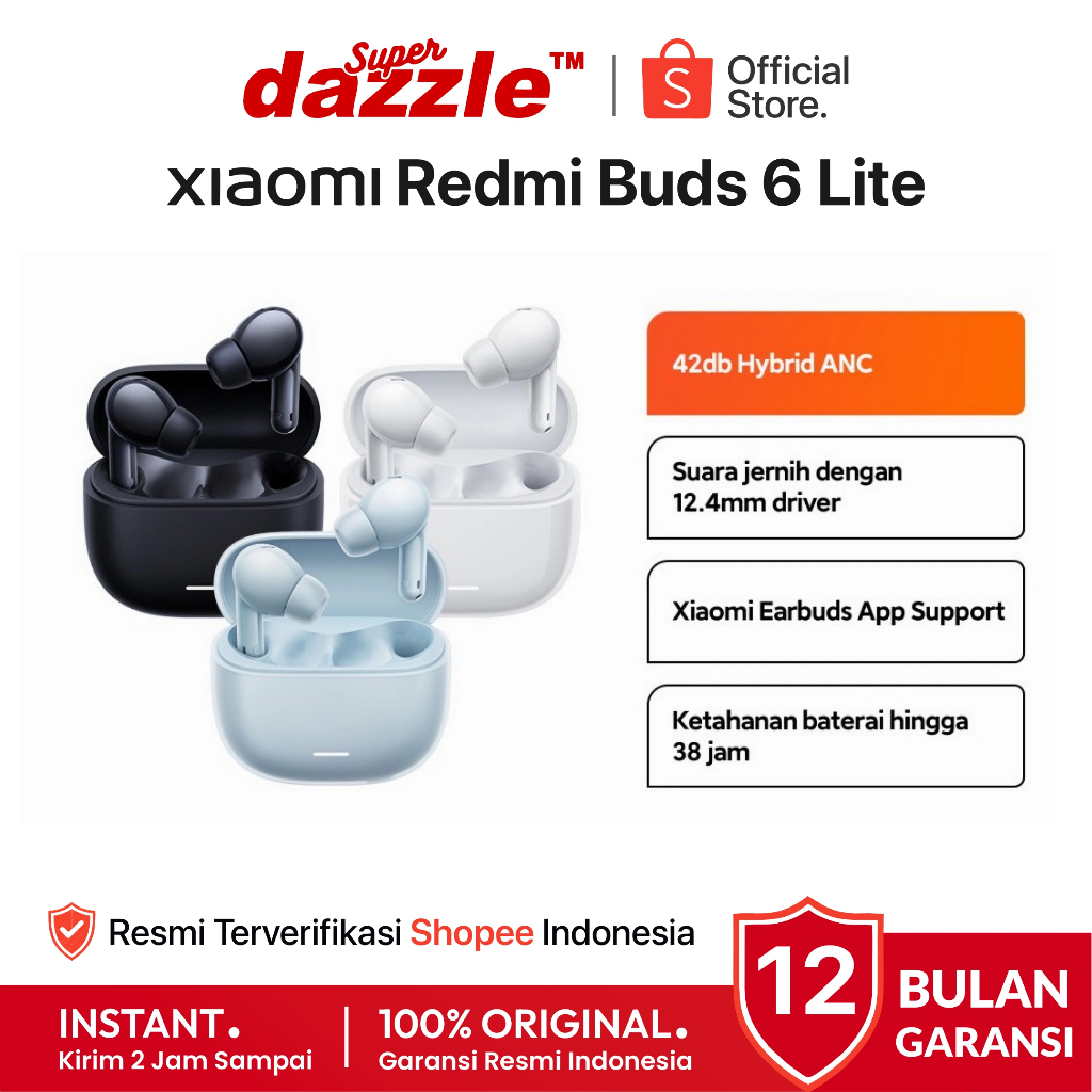 [ TERLARIS ] TWS XIAOMI Redmi Buds 6 Lite Original 100% Garansi Resmi 12 Bulan Official Store Indone
