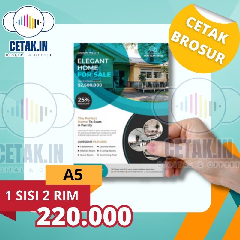 

Cetak Brosur A5 1 Sisi 2 Rim | Art Paper 120 gram | Full Color | Cetak.in Paling Murah!