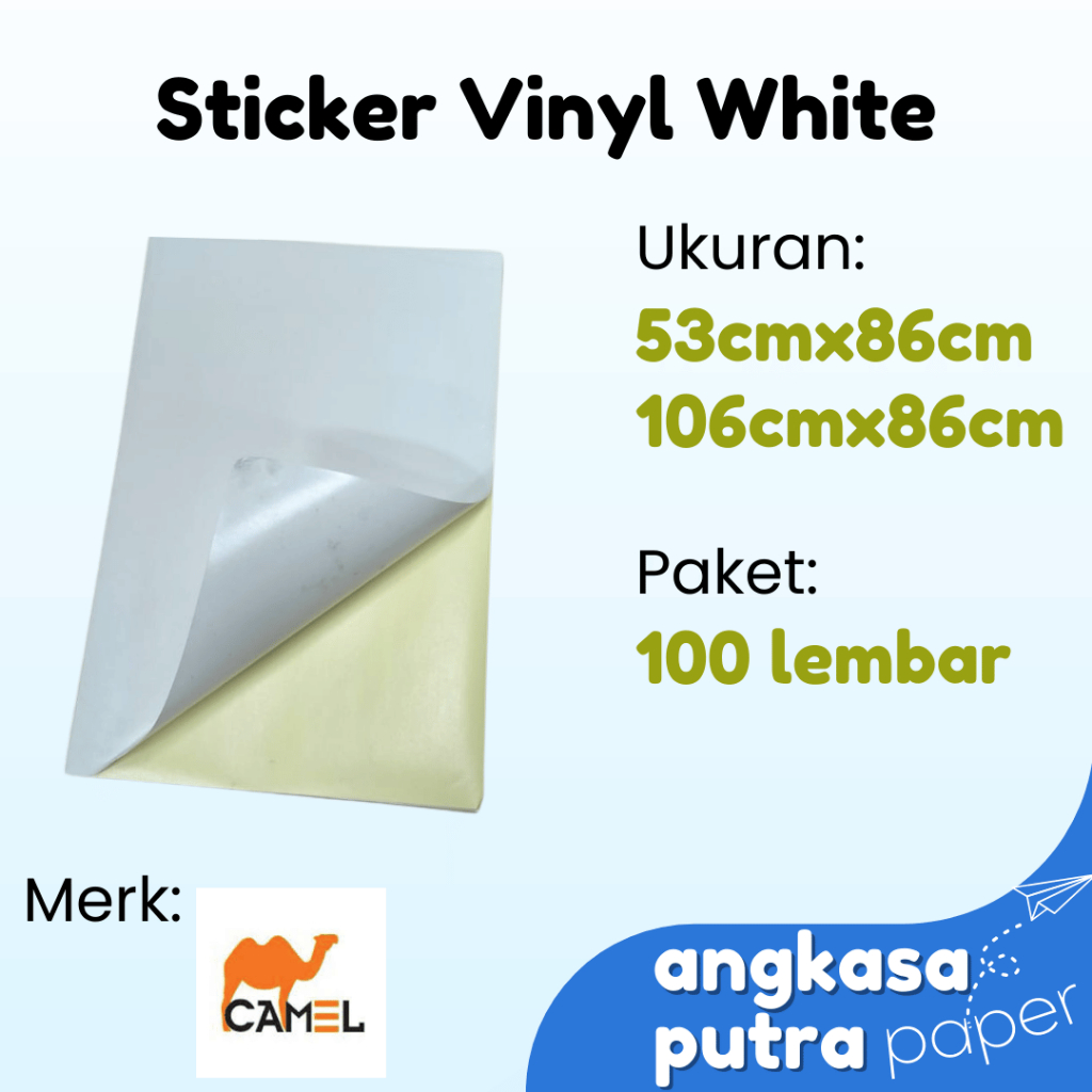 

100 lembar/packLabel film sticker vinyl white/susu camel bawah putih