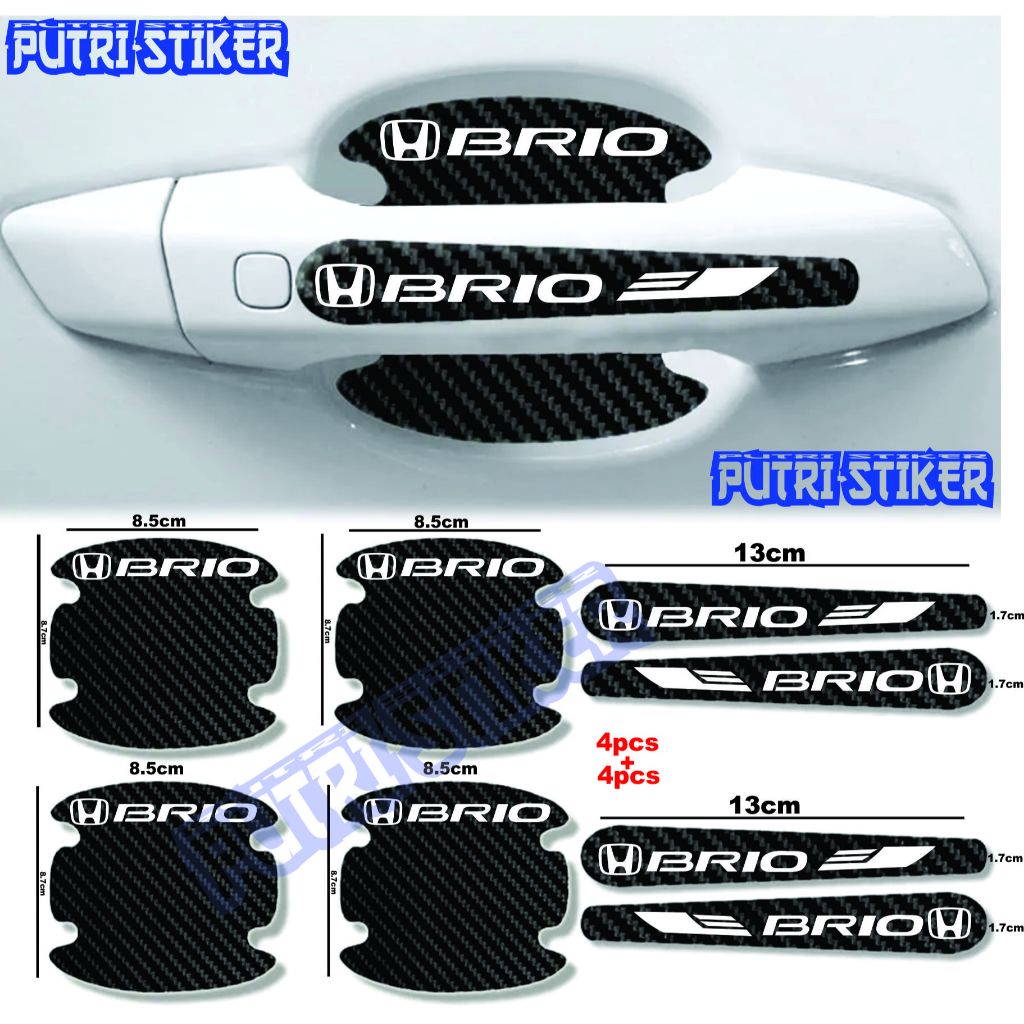 [TERLARIS] Sticker stiker pelindung handle pintu mobil honda Brio Sticker karbon 3d pelindung gagang