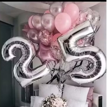 BALON ANGKA SILVER 80 CM