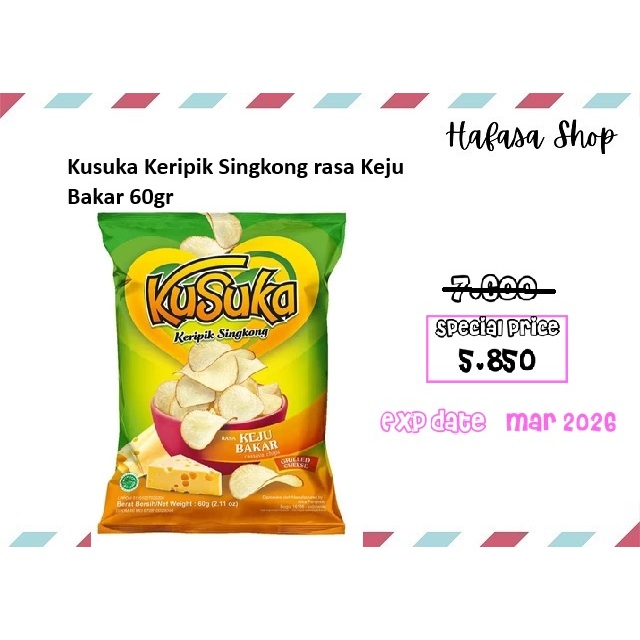 

Kusuka Keripik Singkong rasa Keju Bakar 60gr