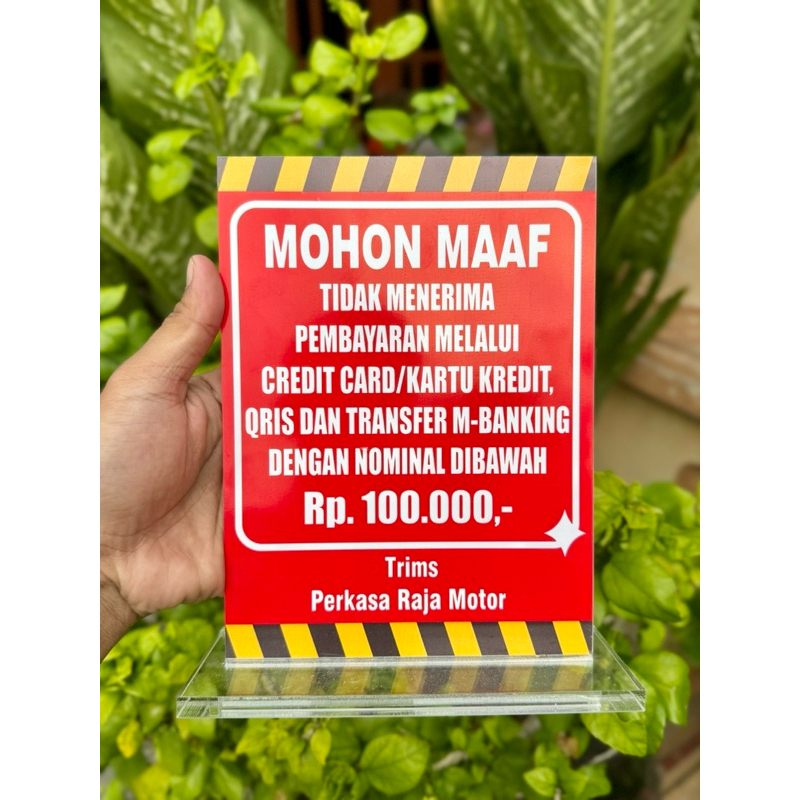 

(BISA CUSTOM NAMA) AKRILIK MEJA TOKO COUNTER JASA RESTORAN DLL UKURAN 15x20cm BAHAN SUPER TEBAL