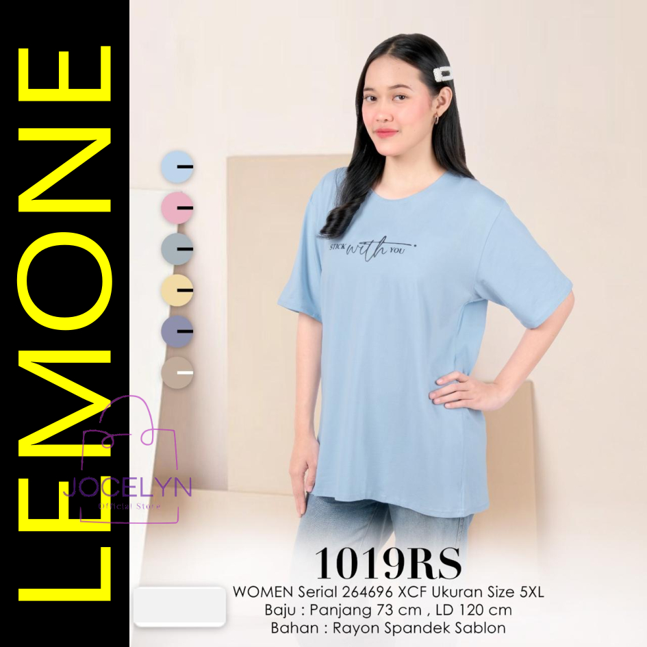 LEMONE Rayon Spandek Size 5XL 1019RS Kaos santai minimalis JUMBO OVERSIZE Lengan Pendek polos sablon