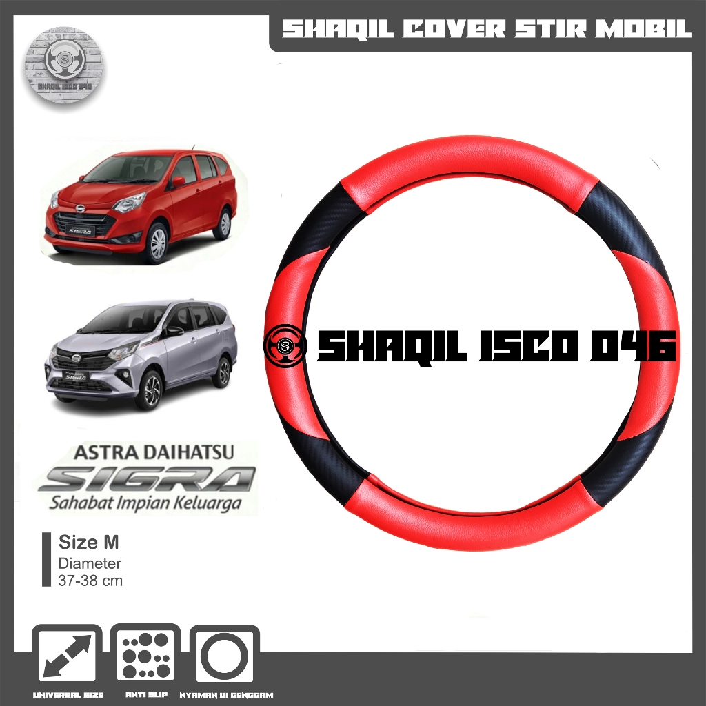 Sarung Stir Mobil Motif Carbon Daihatsu Sigra, Cover Stir Mobil Sigra, Sarung Stir Minibus