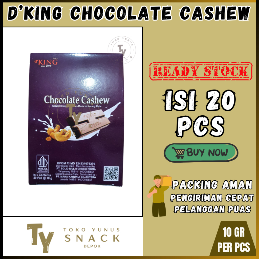 

D'KING CHOCOLATE CASHEW BOX ISI 20PCS @10GR
