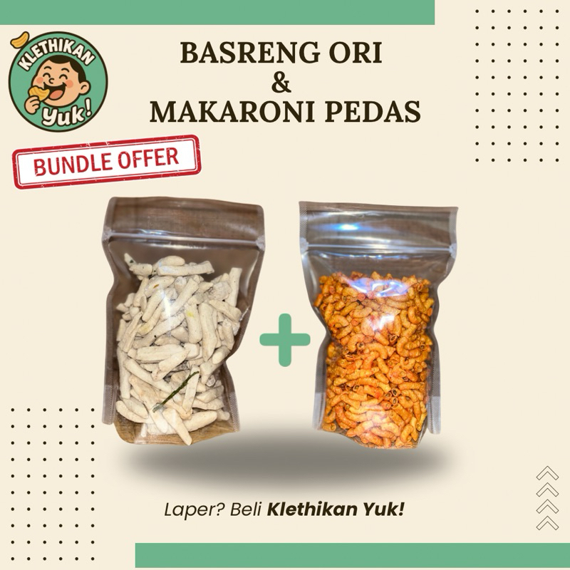 

[PAKET HEMAT] Basreng Ori 200gr + Makaroni Pedas 200gr