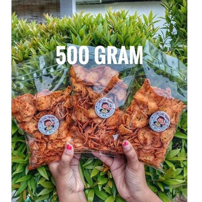 

500 Gram - Molreng Keripik Cireng pedas daun jeruk kemasan reguler