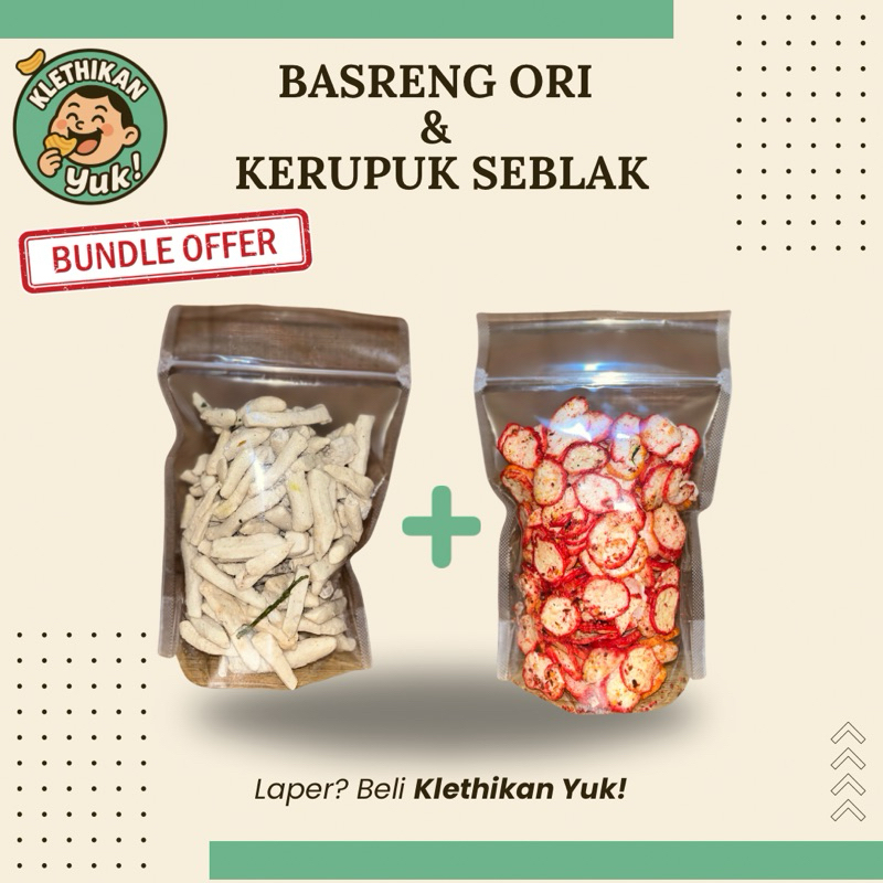

[PAKET HEMAT] Basreng Ori 200gr + Kerupuk Seblak Pedas 150gr