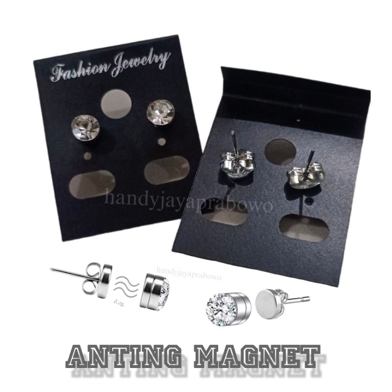 Anting Magnet Permata Diamond Double Magnet Stainless Titanium Pria Wanita