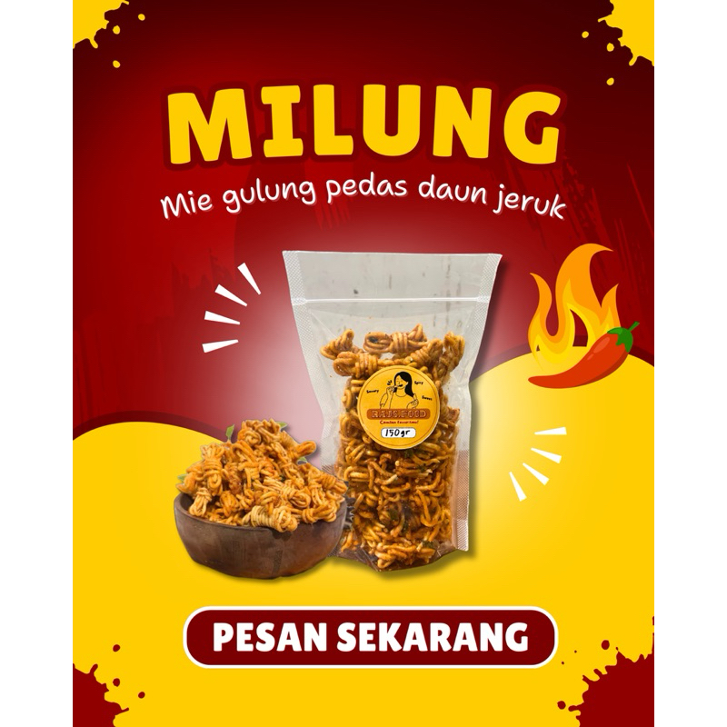 

milung (mie gulung) pedas daun jeruk kemasan pouch