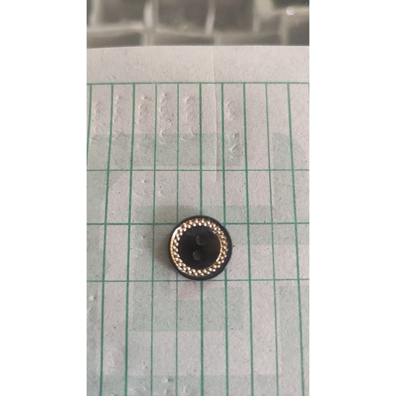 Kancing Manohara Ring Hitam List Emas 20L (13mm) 24L (15mm) / Kancing Baju Lubang 2 Hitam List Emas