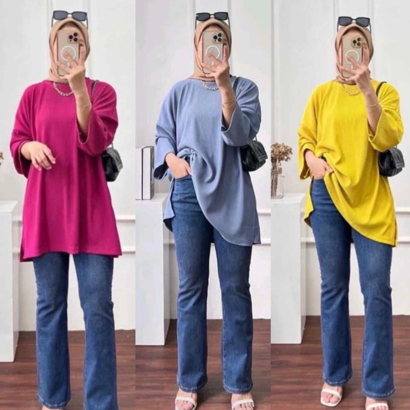 Kaos Polos Oversize Lengan Panjang By Zara