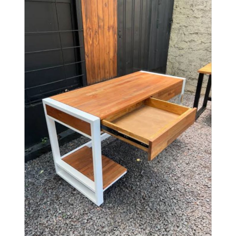 MEJA KERJA INDUSTRIAL OFFICE MEJA KERJA KAYU JATI SOLID JEPARA