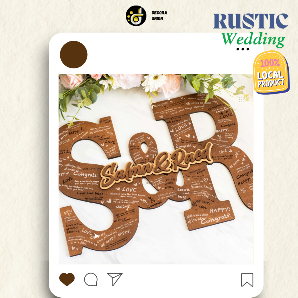 RUSTIC WEDDING GUEST BOOK/ BUKU TAMU INISIAL PASANGAN / BUKU TAMU UNIK / DEKORASI PERNIKAHAN