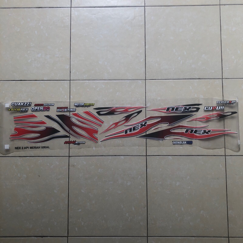 Striping Stiker Nex 2 Api Merah Viral Transparan