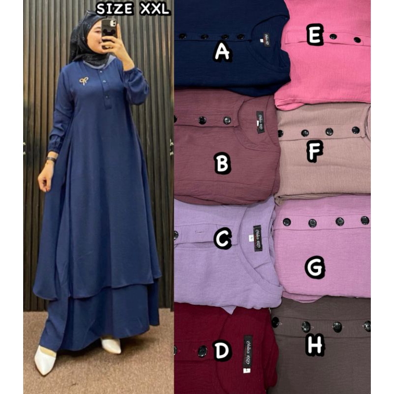 GAMIS MUSLIM DEWASA YULIA HD BAHAN CRINGKEL PREMIUM ( BUSUI )