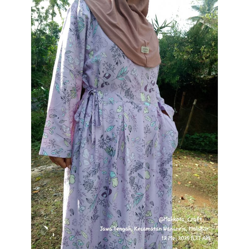 Homedress by Gandaria Daily wear/gamis daster harian/katun rayon size L ungu muda dusty ungu purple 