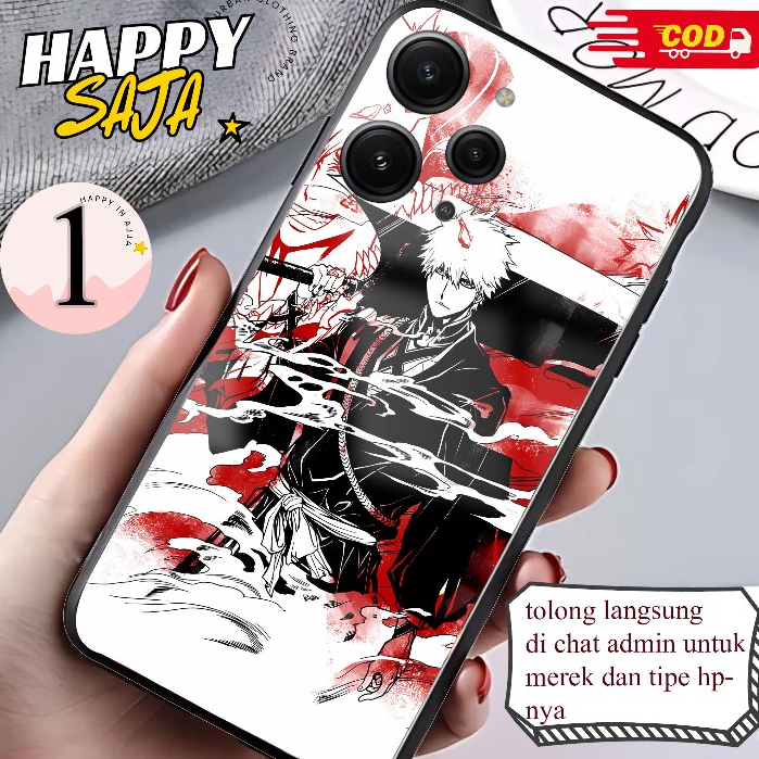 172. CASING GLOSSY PREMIUM Motif HD Desain [Anime Bleach Kurosaki Icigo] Untuk XIAOMI REDMI 12 14C 1