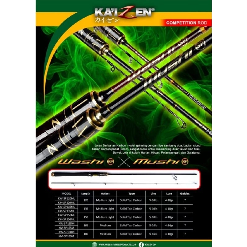 Joran Kaizen Washi Joran spinning Joran action lentur Joran 135cm 120cm 150cm 180cm full busa reel s