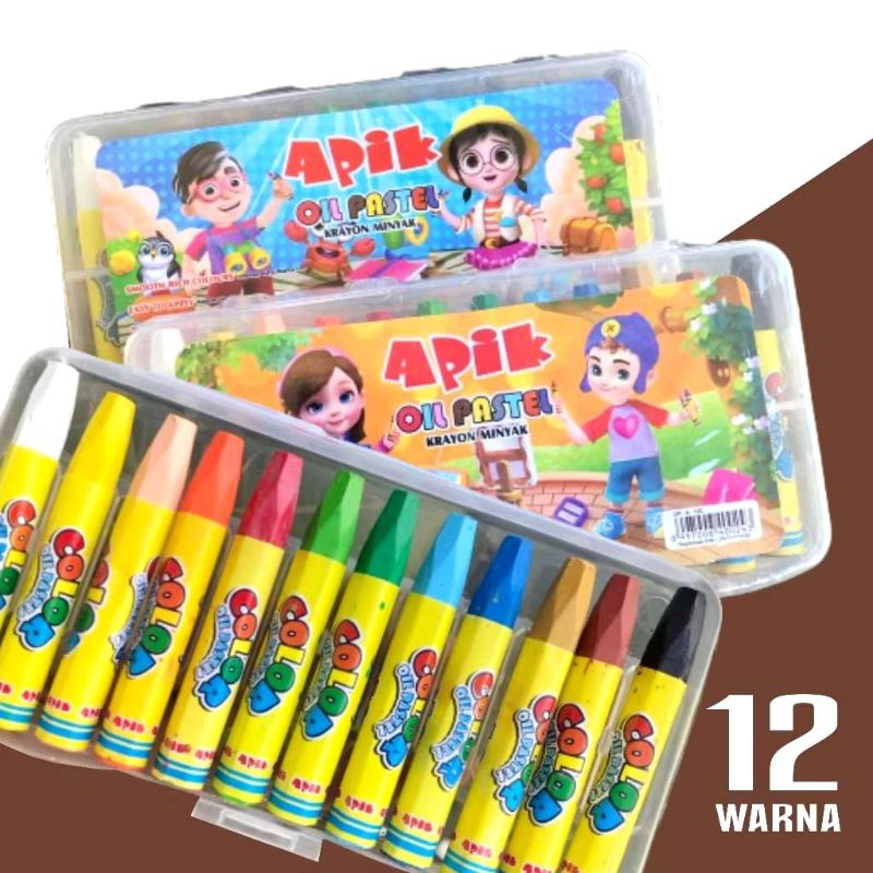 

crayon apik isi 12pcs / crayon pastel / peralatan menggambar mewarnani
