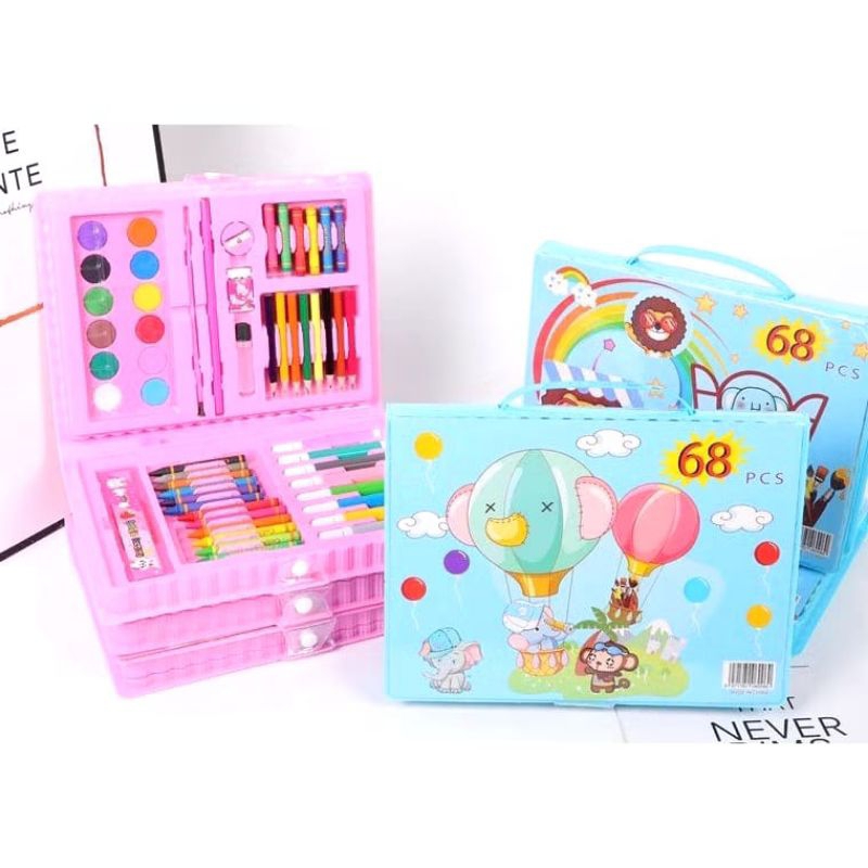 crayon set isi 68pcs / krayon mewarnai menggambar anak / alat tulis mewarnai/ peralatan menggambar