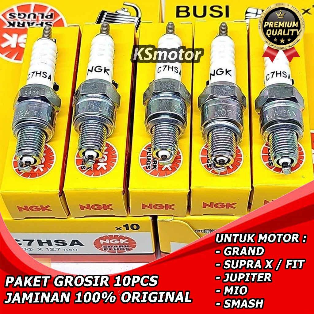GROSIR (10PCS) Busi NGK C7HSA Busi Motor Mio Grand Jupiter Z Supra X Vega Smash Original 100% NGK