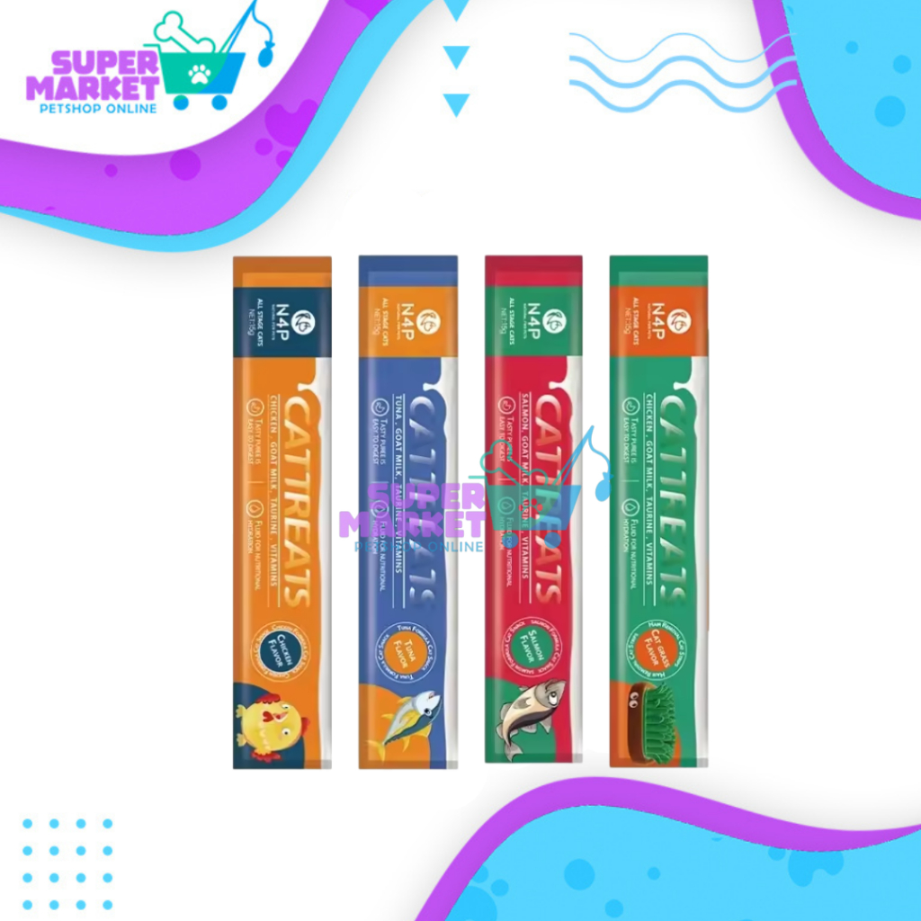 Cat Snack N4P 15gr x 100pcs - Snack Kucing Natural For Pets Creamy Treats